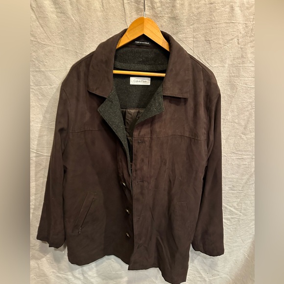 Calvin Klein men’s jacket 42 regular brown with charcoal lining - Picture 1 of 6